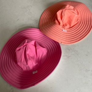 2 Ruffle Butts swim hats. Peach and pink. 12m-2T
